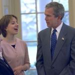Sarah Hughes, with former president George W. Bush
